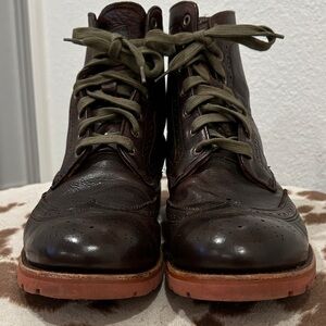 Classic Dark Brown Leather Lace-Up Boots